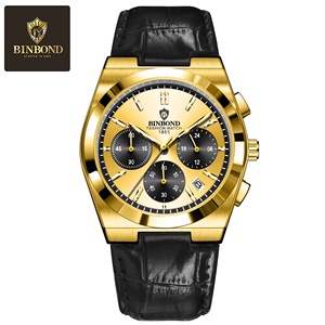 Reloj de Pulsera de Cuarzo Luminoso con Cronógrafo de Tres Ojos y Seis Agujas, Estilo Casual para Hombre, Correa de Cuero, Código Piloto, para Negocios - Product Image 5