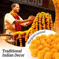Guirlande de fleurs de souci artificielles en gros pour Diwali, longues brins de guirlande de souci artificielle pour la Pooja indienne, les mariages et Noël