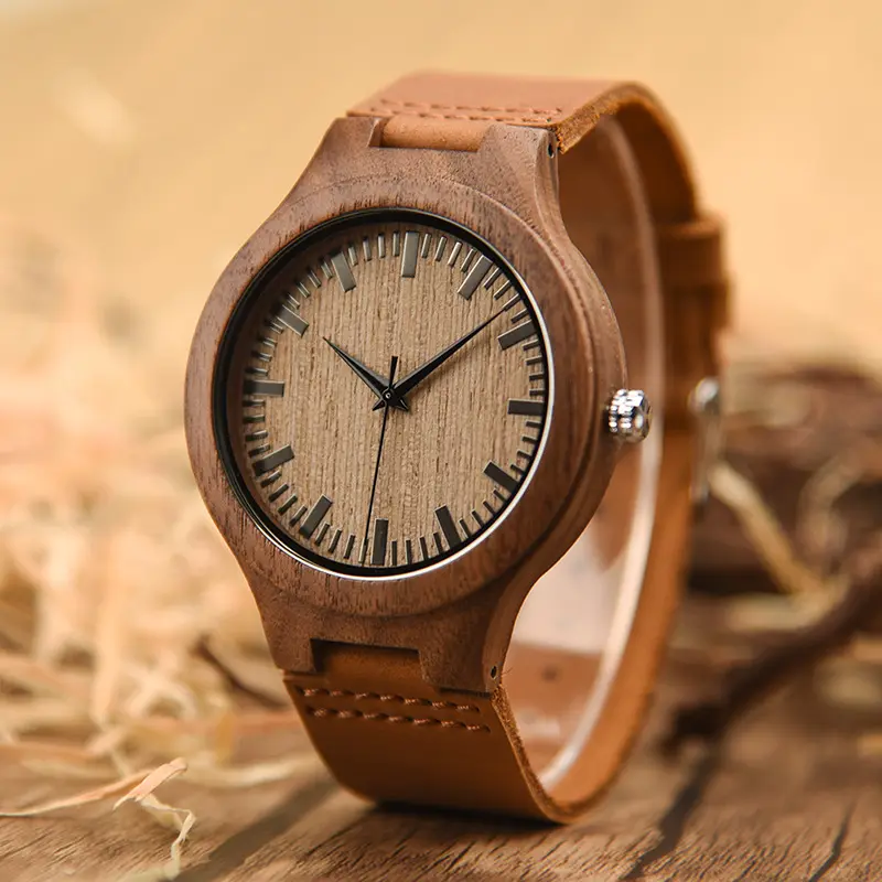 Jam tangan bambu Jam tangan kustom Jam tangan kayu OEM kedap air Pergerakan Jepang Montres Jam tangan kuarsa pria mewah Uhren