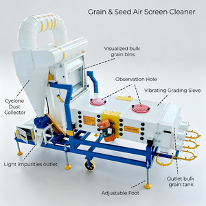 Machine de nettoyage et de calibrage des grains de café vert et du blé, séparateur vibrant, nettoyeur de grains à air, usine de traitement des céréales - Product Image 2