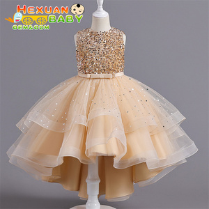 Abito da bambina in stile occidentale con coda, <span class=keywords><strong>elegante</strong></span> vestito girocollo per bambine, design per bambine di 10 anni - Product Image 6