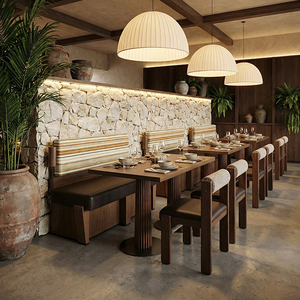 Conjunto <span class=keywords><strong>de</strong></span> Muebles <span class=keywords><strong>de</strong></span> Bar para Restaurante Temático Moderno, Sofá <span class=keywords><strong>de</strong></span> Pared, Mesa <span class=keywords><strong>de</strong></span> Comedor, Silla, Uso Comercial, Cuero PU, para Sótano <span class=keywords><strong>de</strong></span> Hotel - Product Image 2