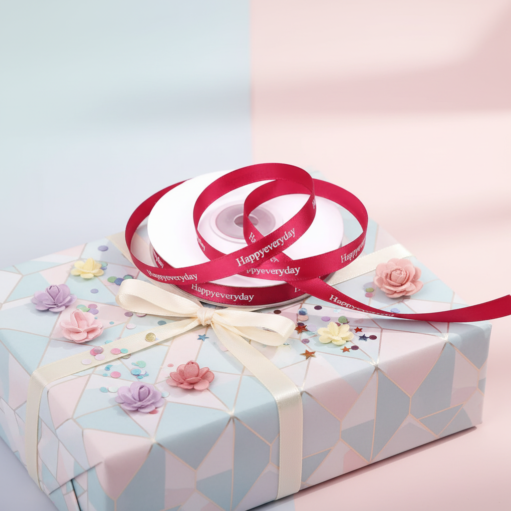 3 Inch Satin Grosgrain Ribbon 100% Polyester High Quality Printed Ribbon Customized Width Pattern Recycled OEM Brand Gift