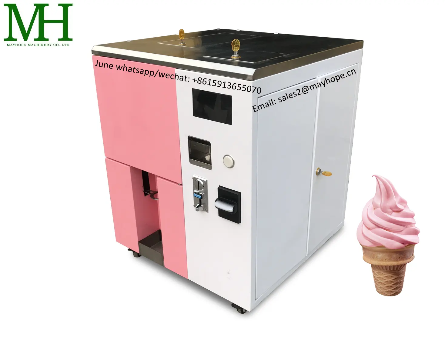 Máquina expendedora automática de helados de China, máquina de helado con ranura para monedas, máquina de helado operada con billetes con cambio de moneda