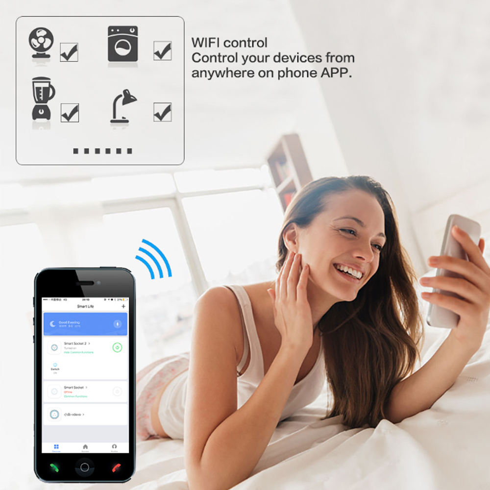 HONPNK04 10A/16A Smart WiFi Plug with FCC RoHS Wireless Voice Control Timer Surge Protection