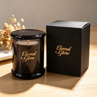 Stoples Lilin dengan Tutup dan Kemasan Kotak 10oz 12oz Stoples Lilin Kaca Amber Kosong Mewah
