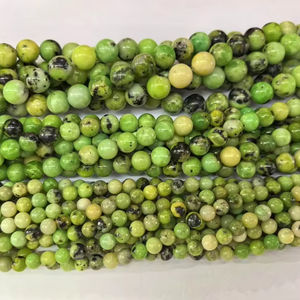 Piedra preciosa Lisa natural, crisoprasa pulida, forma redonda, Jaspe australiano, cuentas de piedra, pulsera, collar para la fabricación de joyas - Product Image 3