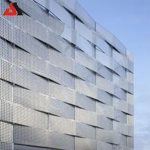 Desain Baru Logam Berlubang Panel Dinding Logam Bergelombang Cladding Fasad 3Mm Aluminium Solid Gelombang Panel Arsitektur
