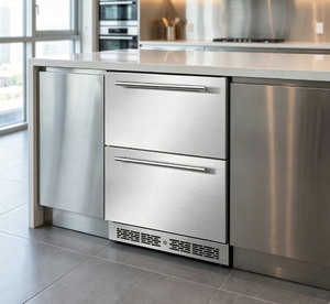 NE-356-12 Energy Saving Black 24 Inch 145L Under Counter Double <b>Drawer</b> Refrigerator Built-in Beverage Fridge - Product Image 2