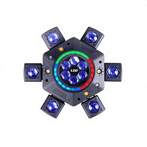 Luz de Ambiente <span class=keywords><strong>LED</strong></span> Giratoria de Alta Gama IP33 de 6 Brazos con Láser de Siete Colores, Control Remoto/Sonido, Cabezal Móvil para Salas de Karaoke KTV - Product Image 1