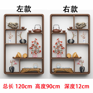 Étagère murale en bois massif, style Zen, support de rangement multi-niveaux pour thé et objets décoratifs - Product Image 3