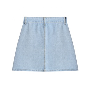 Ready to Ship Summer New Womens Fashion ButtonFly a <strong>Line</strong> Skirt Casual Button Front High Waist White <strong>Jeans</strong> Skirts for Women Denim - Product Image 6