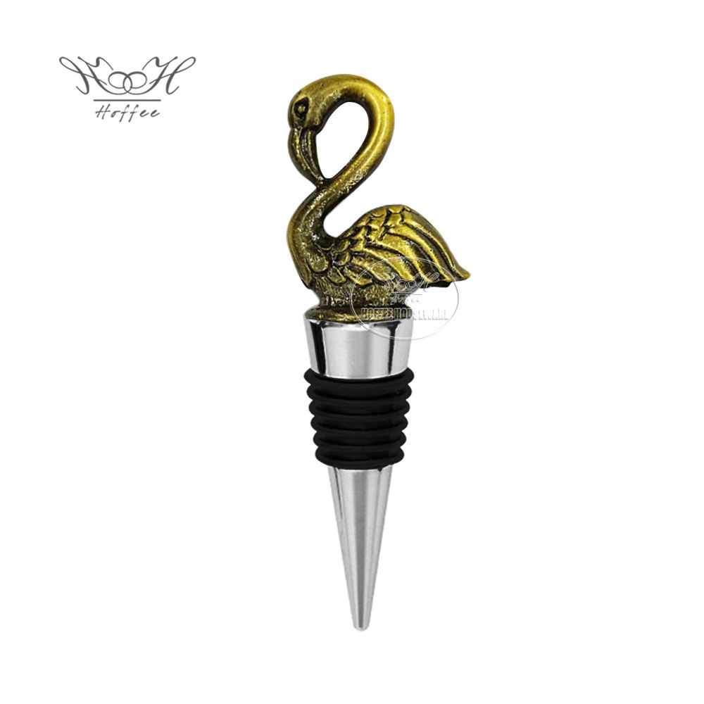 07 จุกปิดขวดรูปนกฟลามิงโก้สีบรอนซ์โบราณ