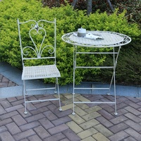 Ensemble de table et chaises de bistrot de jardin en métal blanc de style français chic