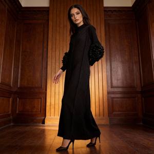 Premium Elegant Pleated Print Polyester Abaya for Muslim Women Custom Modest Dress Wholesale Manufacturer - Product Image 2