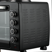 Four Micro-Ondes Électrique Portable RAF 55L 2-en-1 avec Plaque Chauffante Intégrée, Idéal pour la Cuisine et la Cuisson, et Porte Vitrée Visuelle