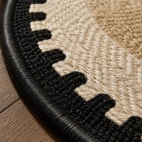 Tapis de salon rond moderne rétro, tapis circulaire sur mesure de style mid-century, tapis antidérapant à bordure festonnée noire en polyester, tapis OEM