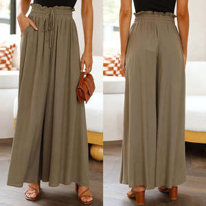 Lote de stock Culottes largos para mujer, cintura elástica, <span class=keywords><strong>pantalones</strong></span> holgados de gran tamaño para mujer - Product Image 5