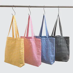 Retro Plaid Women's Canvas Shoulder Bag Large Capacity Ladies Reusable Shopping Bags Simple Casual Tote Female Handbags <b>Purse</b> - Product Image 5