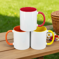 Mug en porcelaine avec logo personnalisé, 11 oz (350 ml), revêtement par sublimation, poignée en forme de C, design coloré par transfert thermique, compatible lave-vaisselle et micro-ondes