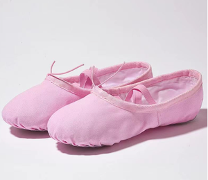 Детские парусиновые балетки для танцев, балетные тапочки, розовые балетки с разрезной подошвой для девочек - Product Image 2