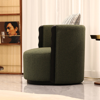 Fauteuil de détente moderne avec structure en bois massif, fauteuil lounge en tissu, siège d'appoint rembourré pour salon