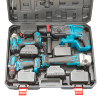 Kit combiné d'outils électriques sans fil 21 V Premium sans balais : perceuse, visseuse à chocs, meuleuse d'angle, marteau perforateur, avec mallette