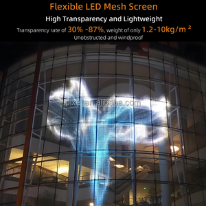 Flexible Soft P50 Full Color Customized Size Intelligent Control Mesh Led Screen for Outdoor Media Facade Daytime Use SH-E18 Led - Product Image 5