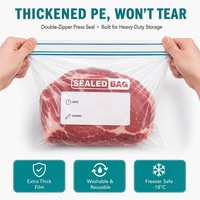 Sacs de conservation alimentaire OEM personnalisés avec logo, double nervure, scellage par pression, en PE de qualité alimentaire, étanches, lavables, réutilisables, pour congélateur, 3 tailles