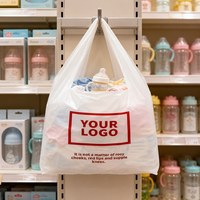Sac en plastique PE pour supermarché et restaurant, avec logo personnalisé, pour l'emballage et le transport de courses en magasin d'alimentation, type sac T-shirt