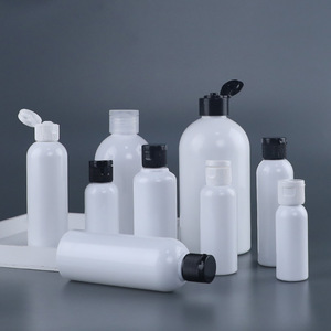 Boston round Empty cosmetic bottle clear plastic bottle with flip top cap 1oz 2oz 3oz 4oz 6oz 8oz 16oz 32oz PET bottle with lid
