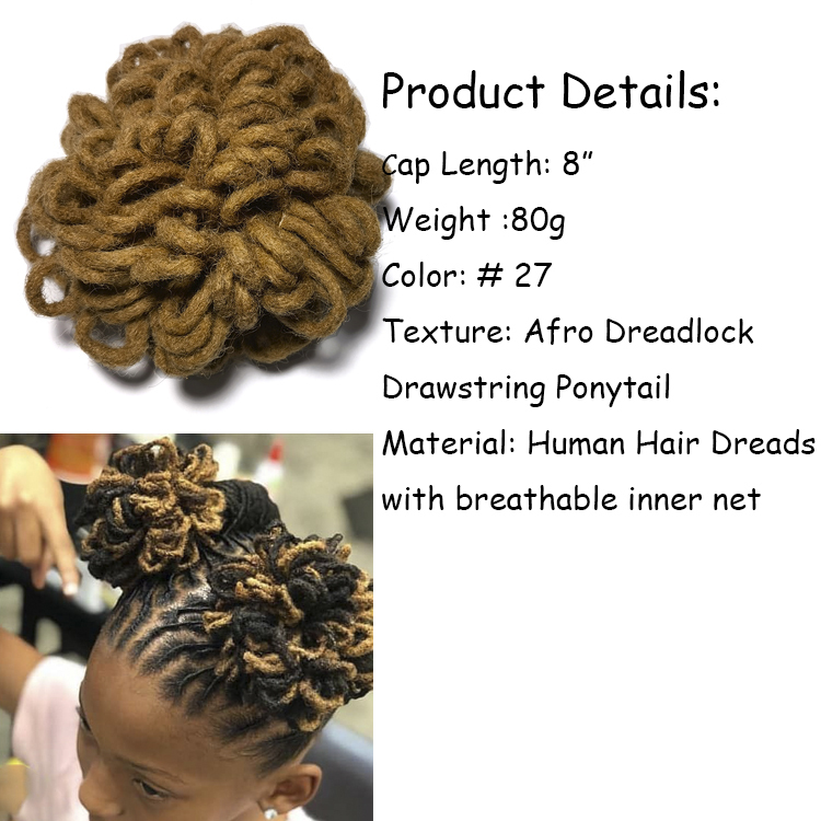 KAMA 8" Real Human Hair High Ponytail Locs Bun Braided Locs in Ponytail for Wholesale Detail Section 3