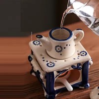 3 en 1 Vintage Reed Diffuseur Huile Essentielle Brûleur D'encens Céramique Chauffe-Thé Ensemble avec Bougeoir Plateau Décoration Maison Ornements