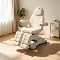 Mesa de Masaje Eléctrica con Piernas Separables y Función de Calefacción, Color Blanco Crema, Mesa de Tratamiento para Spa, Cama de Masaje Calefactada Ajustable