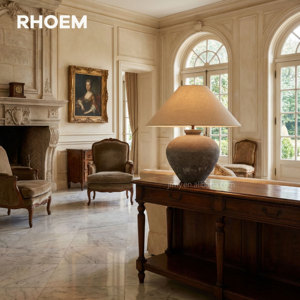 Lampe à poser RHOEM RH Antique Shanxi en terre cuite, patine vieillie, chauffée au bois, UL 110V - Product Image 6