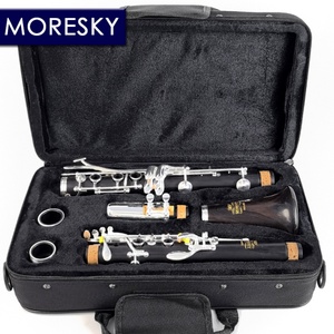 MORESKY Clarinette en ébène/mopane, accordée en La, 18 clés, plaquée argent, MA682 - Product Image 1