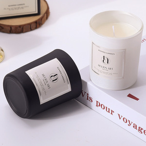 Vente en gros Logo personnalisé blanc noir mat luxe personnalisé cire de soja bougie parfumée bougie en verre tasse/pot avec boîte cadeau - Product Image 4