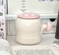 Mug en céramique écologique en forme de champignon mignon avec couvercle ONEIN, cadeau d'anniversaire pour filles et couples, pour boire du café