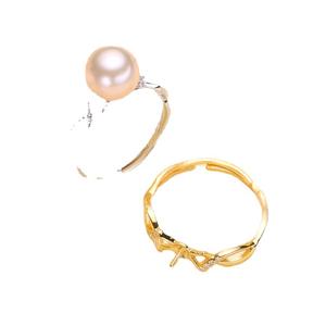 S925 Silver Ring Stand with 8-<b>10mm</b> Round Beads DIY Pearl Accessories Fashion Jewelry Stand Size 25mm <b>Spacers</b> - Product Image 3