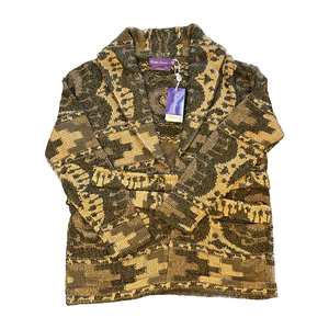 Cárdigan de solapa de punto de algodón con patrón de camuflaje de estilo casual con logotipo frontal - Product Image 1