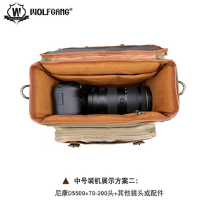 WOLFGANG/Wolfgang grande deserto Wanderer DF030 pelle bovina Batik tela fotografia borsa morbida custodia protettiva per fotocamera zaino - Product Image 4