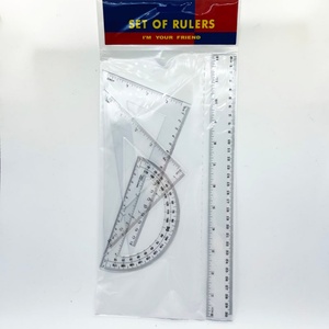 Juego de Reglas Geométricas Promocionales de Plástico, Regla Recta con Escala en Pulgadas y Centímetros, 30 cm, con Logotipo Personalizado, Juego de 4 Reglas - Product Image 3