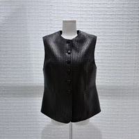 Gilet en cuir tricoté respirant en peau de mouton pour femme, personnalisable en usine, à simple boutonnage, idéal pour le superposition quotidienne