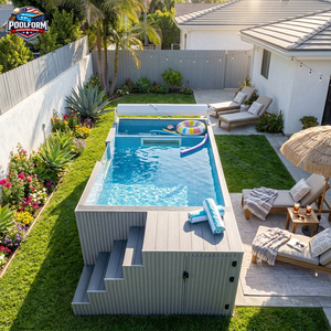 Fiberglass Swim Spa <b>Pool</b> Outdoor Above Ground 8 Meter Lap <b>Pool</b> with Hot Tub 20ft 40ft container <b>pool</b> - Product Image 2