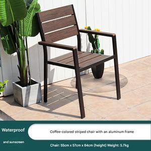 Fauteuil de jardin moderne noir avec assise à lattes, imperméable, pour villa, parc, balcon, cour, hôtel, sièges de loisirs - Product Image 2