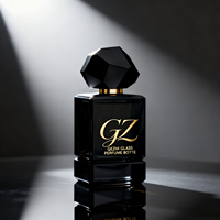 Flacon de parfum de luxe vide, noir mat, rectangulaire, flacon de parfum personnalisé avec boîte, couvercle unique, logo personnalisé