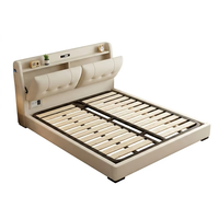 Lit de rangement intelligent moderne avec coffre-fort intégré - Lit en cuir avec tête de lit rabattable et rangement - Vente en gros usine B2B