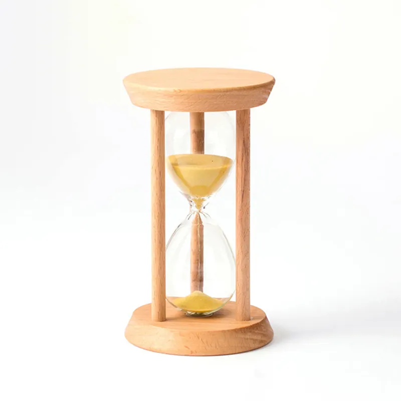 saibasen high quality custom wood color sand clock 3 5 minute sand timer glass hourglass modern style for tea coffee life