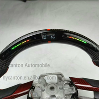 Volant en cuir perforé à LED de qualité supérieure pour Ford Mustang Sports Design Volant de voiture en fibre de carbone à coutures rouges
