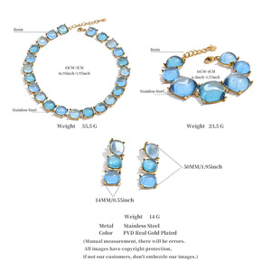 Ensemble de bijoux JINYOU 5780 vintage, bracelet, <span class=keywords><strong>collier</strong></span> et boucles <span class=keywords><strong>d</strong></span>'oreilles en résine carrée plaquée <span class=keywords><strong>or</strong></span>, résistant à l'eau - Product Image 6